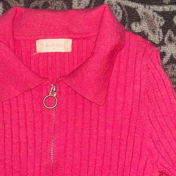 Altar’d State Hot Pink Zip Up Long Sleeve (M) - Picture 2 of 4